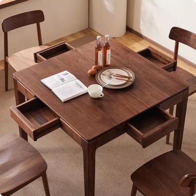 北美黑胡桃实木餐桌现代简约正方形八仙桌小户型家用饭桌