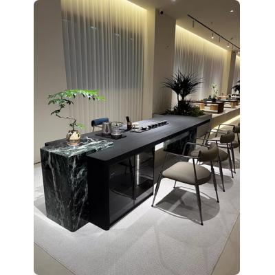 现代简约轻奢大理石茶台2026新款高级感意式极简一体式实木泡茶桌